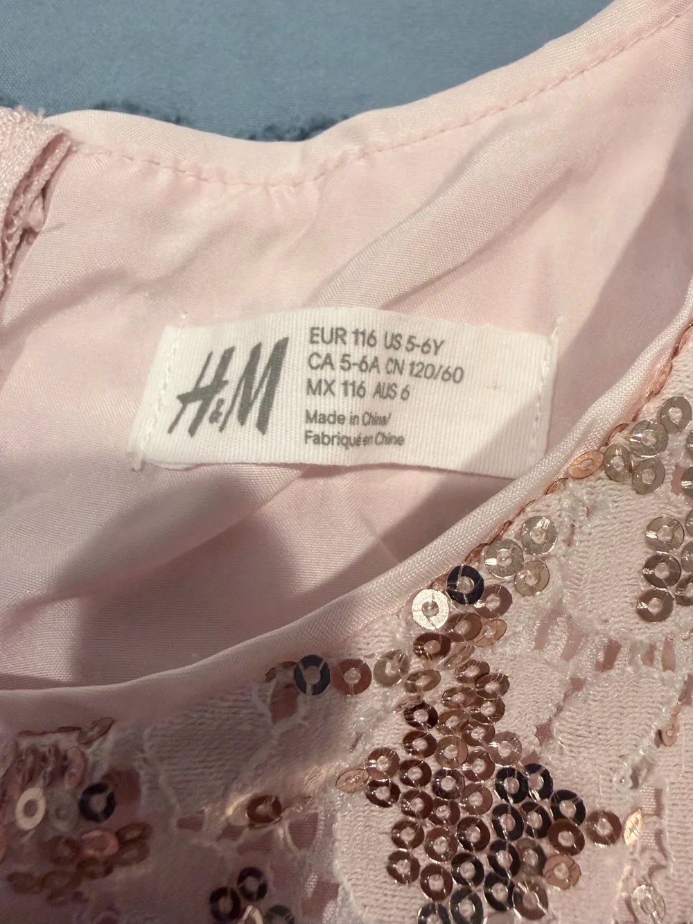 H&M Pale Pink Sequin Lace Dress